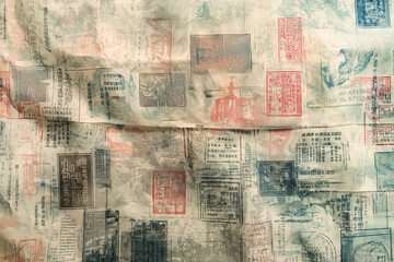 Obraz premium Panoramic background of passport stamps visas travel