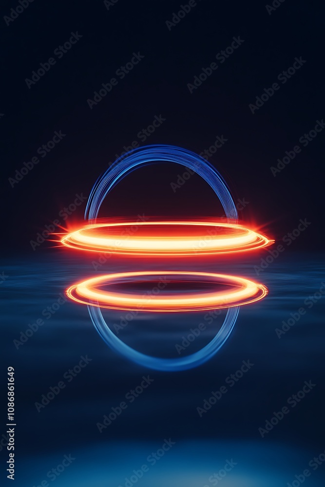 Aufkleber abstract light trails creating a mesmerizing oval pattern with glowing red and blue colors in a dark