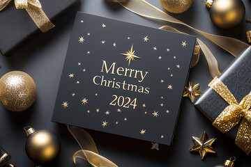 A modern Christmas card with minimalist gold lettering