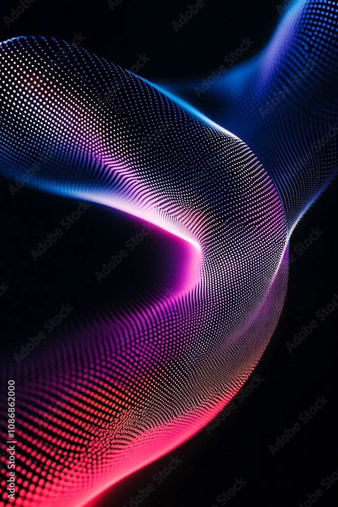 Aufkleber abstract light waves in vibrant colors with dots and gradients illuminating a dark background for di