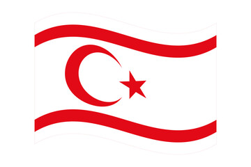 Wavy flag of Northern Cyprus, isolated on a transparent background. Flag of the Turkish Republic of Northern Cyprus. Vector illustration