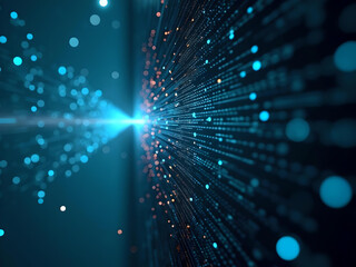 Naklejka premium Digital representation of virtual grids in cyan and orange tones