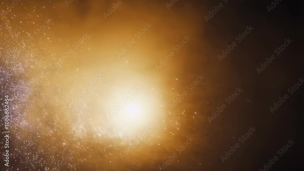 Poster mesmerizing golden sparks burst against a dark backdrop, creating a vibrant and celebratory atmosphe