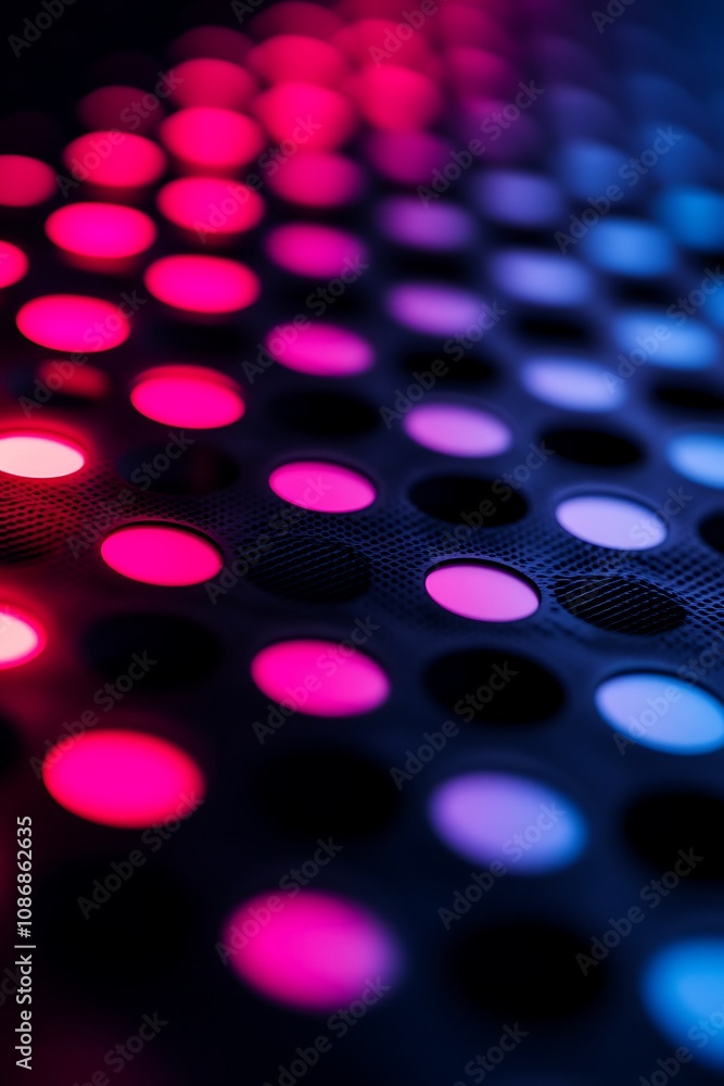 Poster abstract pattern of illuminated dots in vibrant colors creating a futuristic atmosphere, ideal for t
