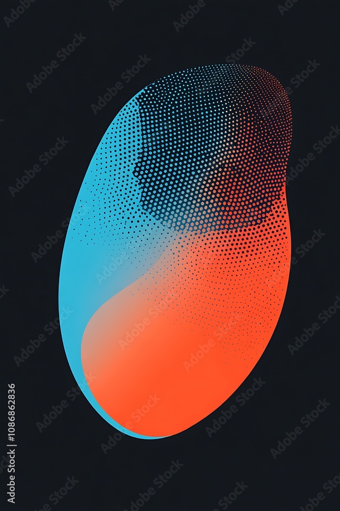Aufkleber abstract portrait in vibrant colors displaying the fusion of light and shadow with a contemporary ar