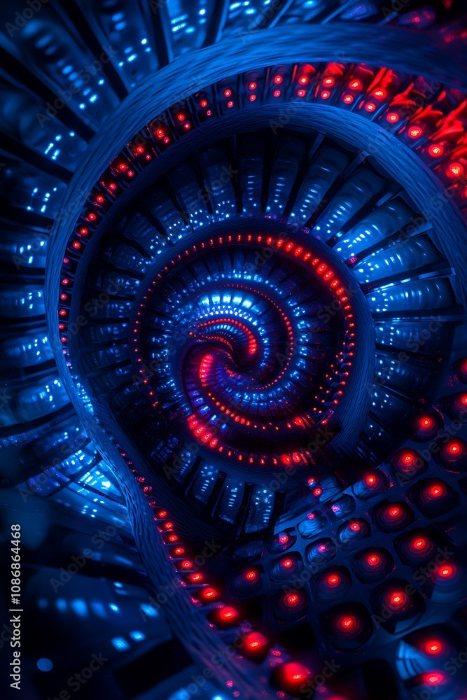 Aufkleber abstract spiral glow of red and blue lights creating a dynamic hypnotic visual display in a modern f