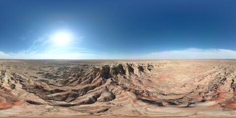 Vast Desert Landscape with Colorful Ridges
