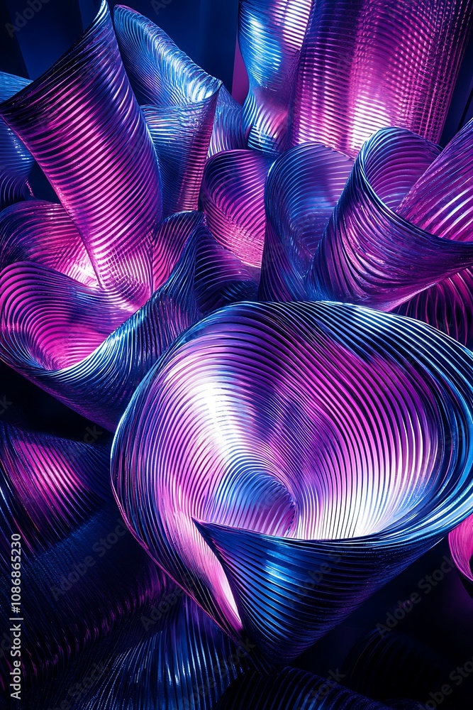 Poster abstract vibrant colorful waves and curves made from light and reflections creating a mesmerizing vi