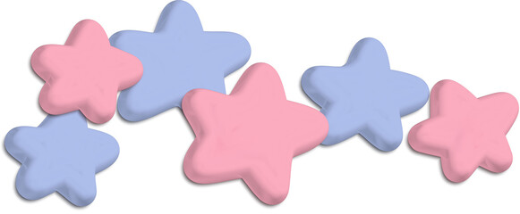 Pastel colored 3D stars lined up in a row