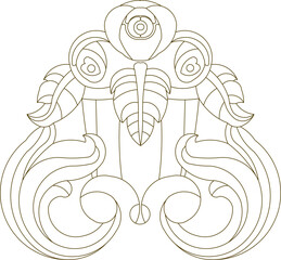 Vector sketch illustration of the silhouette of a classic ethnic vintage traditional floral ornament design for completeness of the image
