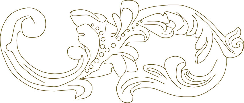 Vector sketch illustration of the silhouette of a classic ethnic vintage traditional floral ornament design for completeness of the image