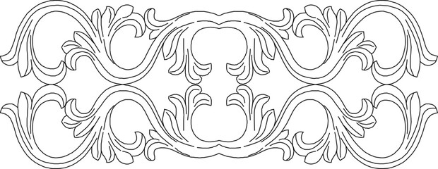 Vector sketch illustration of the silhouette of a fence gate design with floral traditional classic vintage ornament decoration