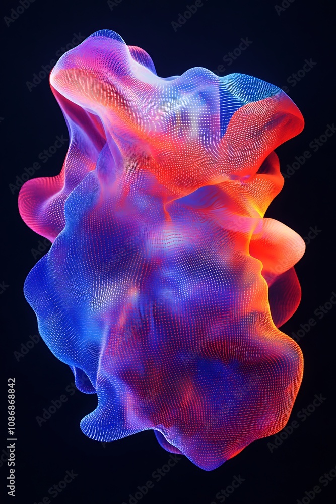 Poster colorful abstract wave form with smooth fluid surface and vibrant light effects, digital art represe