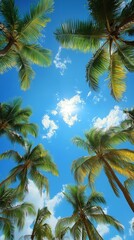 Fototapeta premium Low-angle shot of palm trees against a blue sky