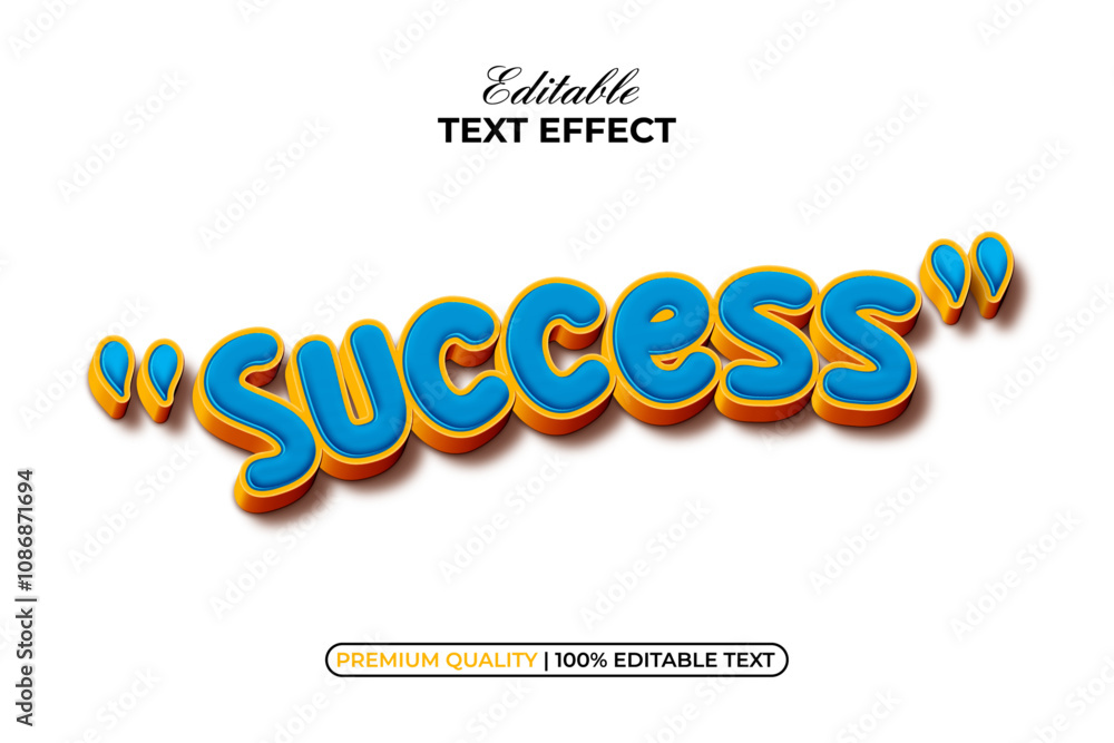 Aufkleber success text effect 3d curved style. editable text effect.