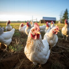 Fototapeta premium Chickens poultry animal field.