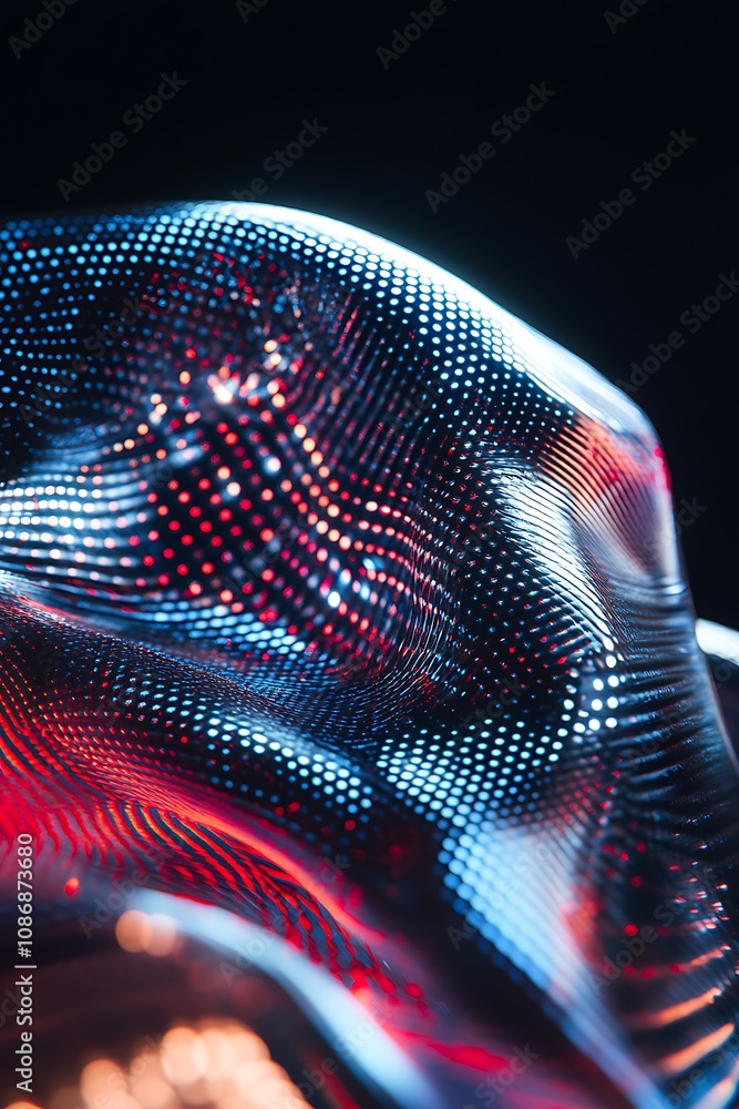 Poster futuristic abstract surface with colorful light patterns in a dark environment showcasing technology
