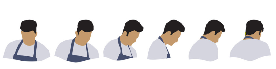 Conceptual human head isolated on white background as abstract avatar as a set or collection banner for social design concept. Human closeup anonymous faces head shot for human character illustration