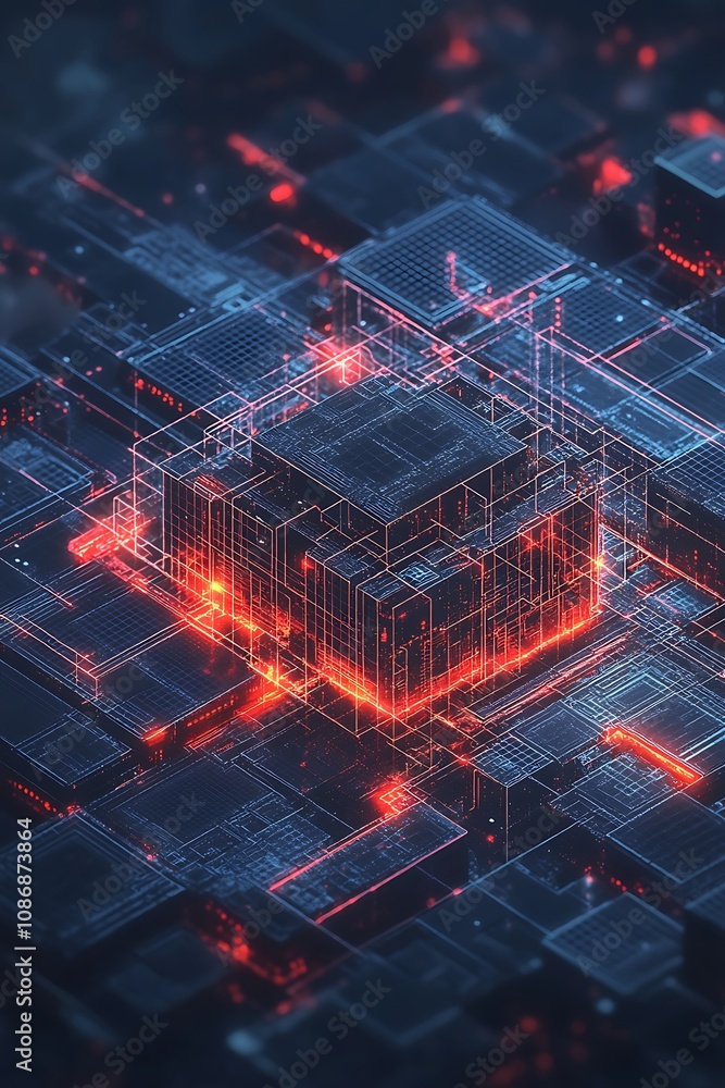 Poster futuristic abstract technology background with glowing neon lines and geometric shapes for use in di