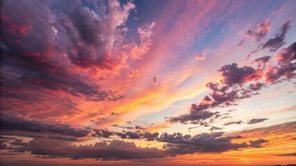 Fototapeta premium Whimsical abstract sunset sky with vibrant colors, whimsical style, unique art style