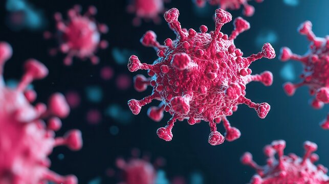 3D Virus Disease: Virus interacting with nerve cells, herpes simplex infection process, 3D illustration