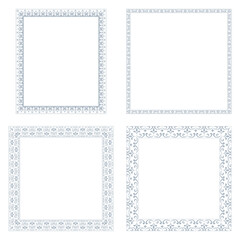 Set of decorative frames Elegant vector element for design in Eastern style, place for text. Floral gray and white borders. Lace illustration for invitations and greeting cards