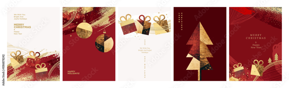 Canvas Prints set of illustrations on the theme of christmas and new year. vector concepts for greeting card, part
