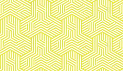 Abstract geometric pattern with stripes, lines. Seamless vector background. White and yellow ornament. Simple lattice graphic design