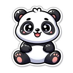 Obraz premium AI Generate of Sticker Panda or Giant Panda in cartoon style with a happy expression, isolated in white background