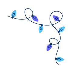 Hand drawn illustration of Christmas lights. Decorative frame or border