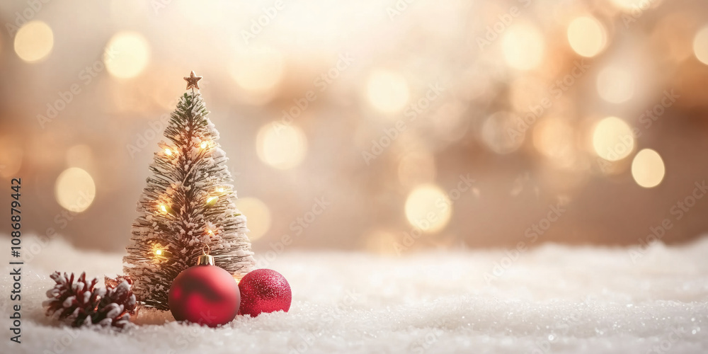Poster christmas festive background with bokeh and lights. image. created with generative ai technology