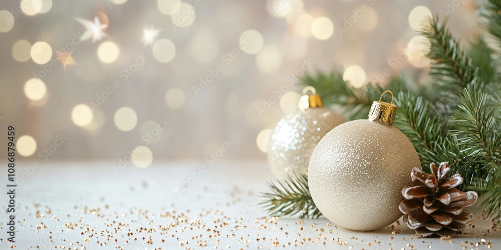 Poster christmas festive background with bokeh and lights. image. created with generative ai technology