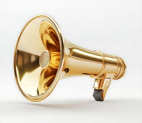 3D gold megaphone icon isolated