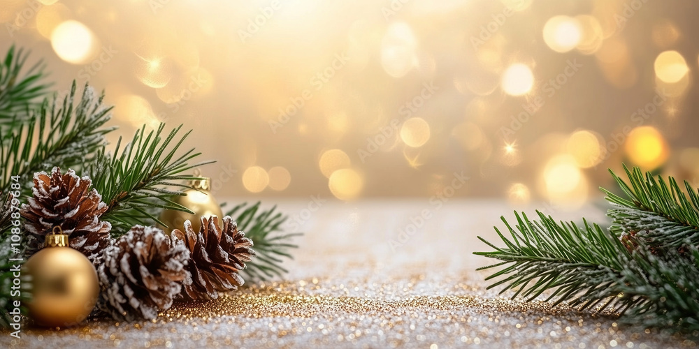 Poster christmas festive background with bokeh and lights. image. created with generative ai technology