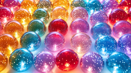 Sparkling Colorful Christmas Balls with Glitter and Lights