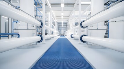 Obraz premium A Clean and Innovative Fuel Processing Plant with Bright, Modern Design and Efficient Layouts. Fuel Processing Technology Concept