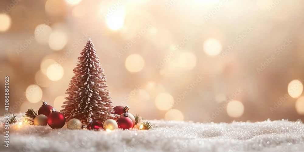 Poster christmas festive background with bokeh and lights. image. created with generative ai technology