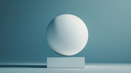 Minimalist White Egg on Blue Cube