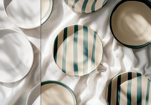 Minimalist Ceramic Plate Mockup with Natural Lighting and Clean Background, AI-Generated