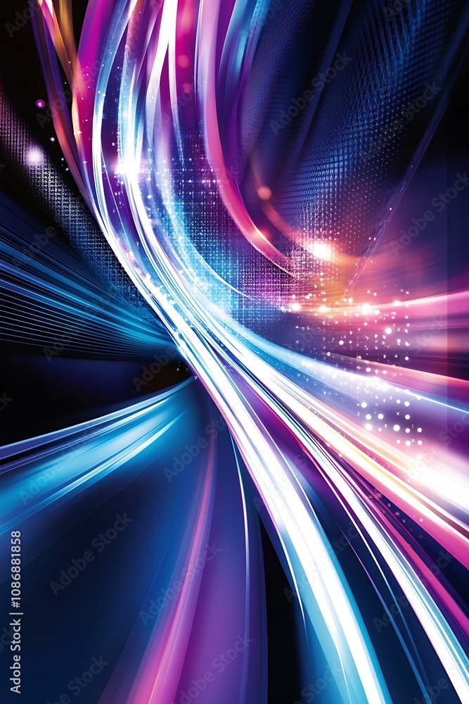 Poster vibrant and dynamic abstract background with colorful waves and light trails representing motion and