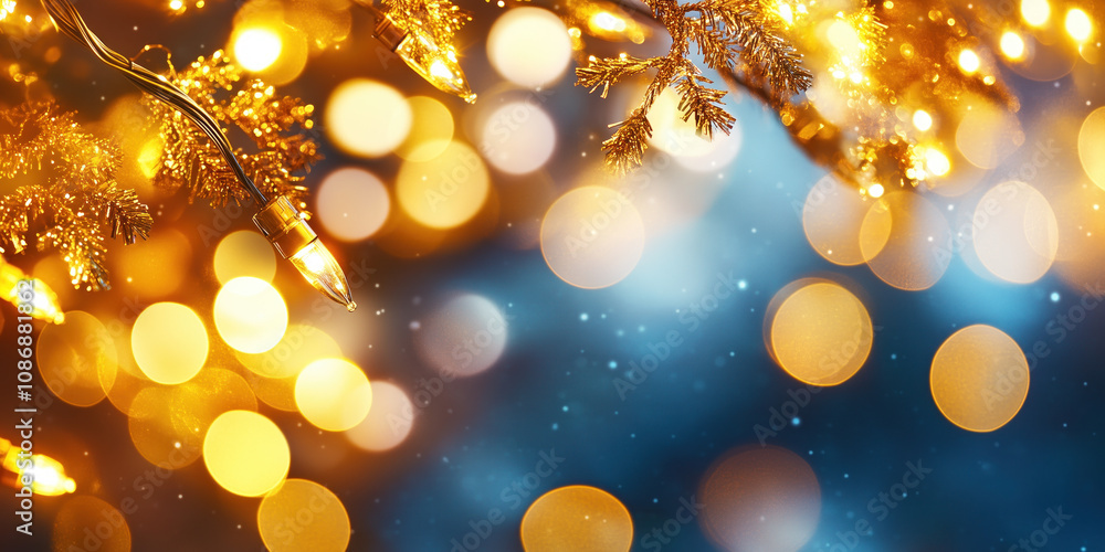Poster christmas festive background with bokeh and lights. image. created with generative ai technology