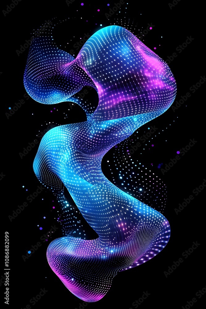 Aufkleber vibrant colorful wave abstract background with dazzling points of light and fluid motion in a cosmic