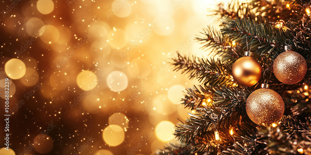Poster christmas festive background with bokeh and lights. image. created with generative ai technology