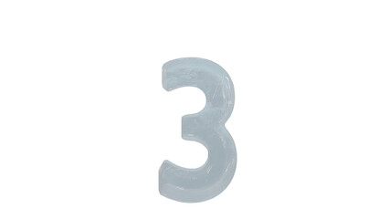  Ice  font letter number 3 on transparent background