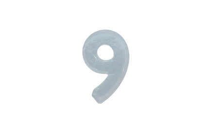  Ice  font letter number 9 on transparent background