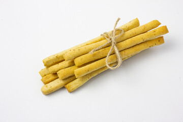 Bread sticks on white background