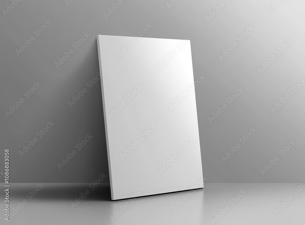 Poster white card mockup on gray minimalistic background 3d rendering