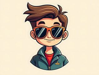 Cool Geek Boy Cartoon Mascot Illustration for Custom Merchandise and Ad Campaigns