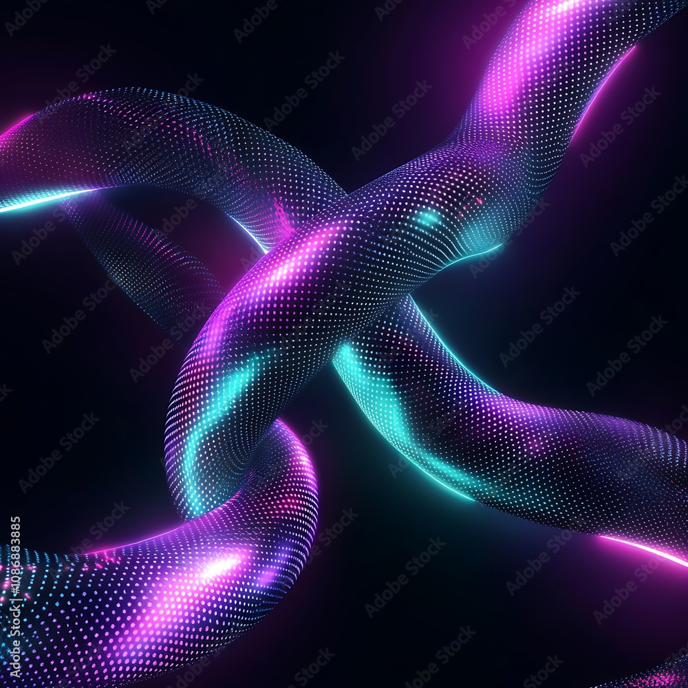 Poster abstract 3d digital wave form creating fluid motions with vibrant neon colors evoking a sense of ene