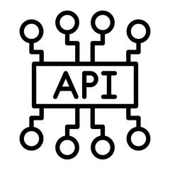 API Integration Vector Line Icon Design